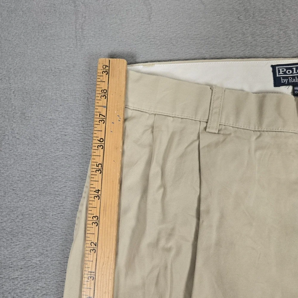 Polo Ralph Lauren Hammond Pant Mens 33x30 Vintage Khaki Pleated Cuffed Y2K